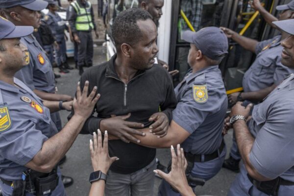 SOUTH AFRICA POLICE DISPERSE FOREIGN NATIONALS SEEKING PROTECTION.