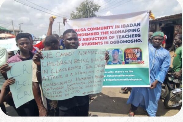 IBADAN HAUSA RESIDENTS MARCH AGAINST ETHNIC STEREOTYPING, DECRY ORIIRE SCHOOL KIDNAPS.